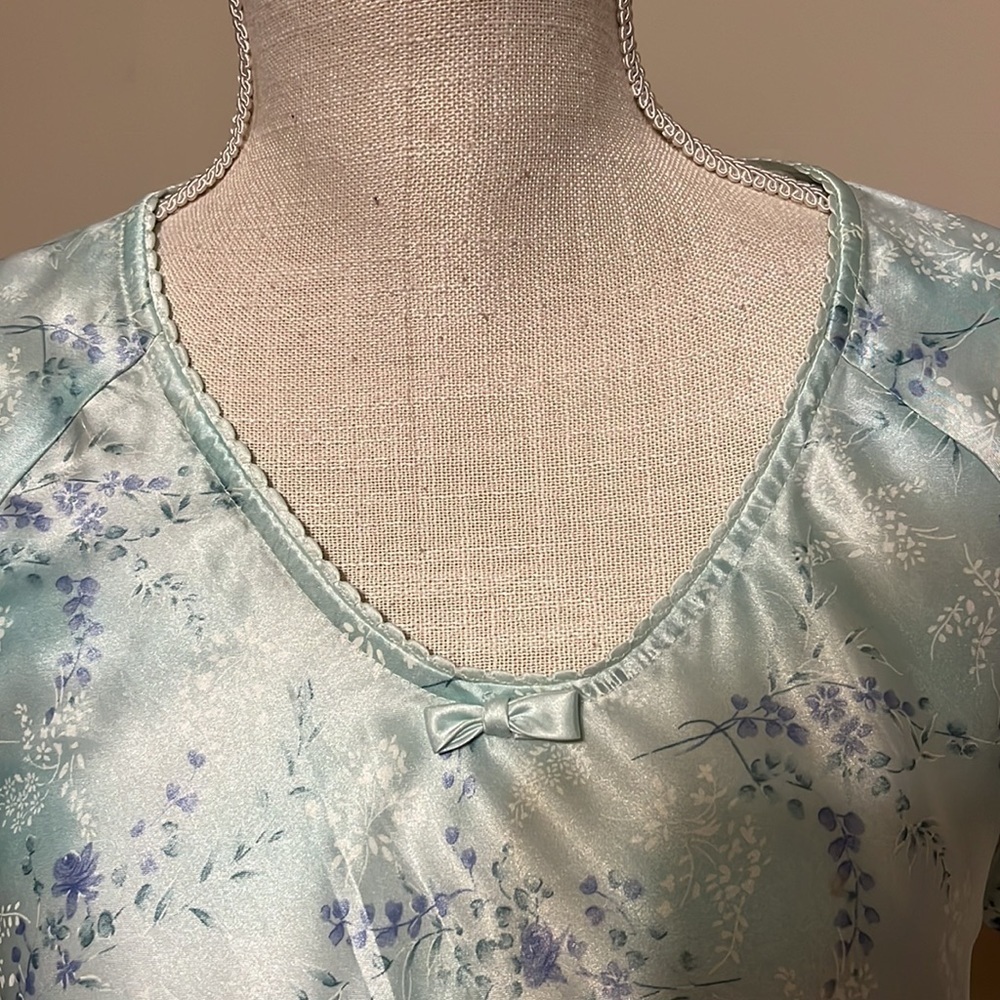 Night gown, sateen aqua design , sz 8 - Picture 5 of 6